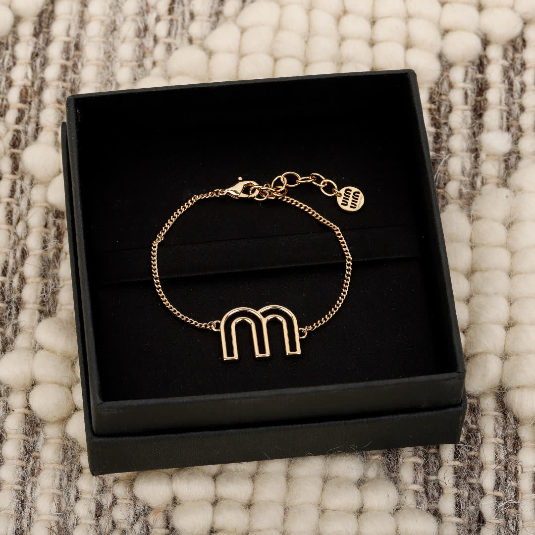 Miu Miu Gold Tone 'M' Logo Bracelet
